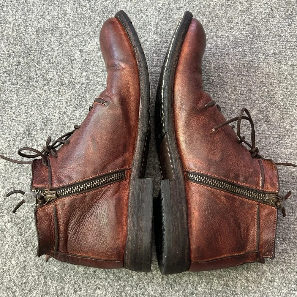 Maledetti Toscani Boots Mens Size 8 Brown Leather Ankle Chukka Side Zip Italy